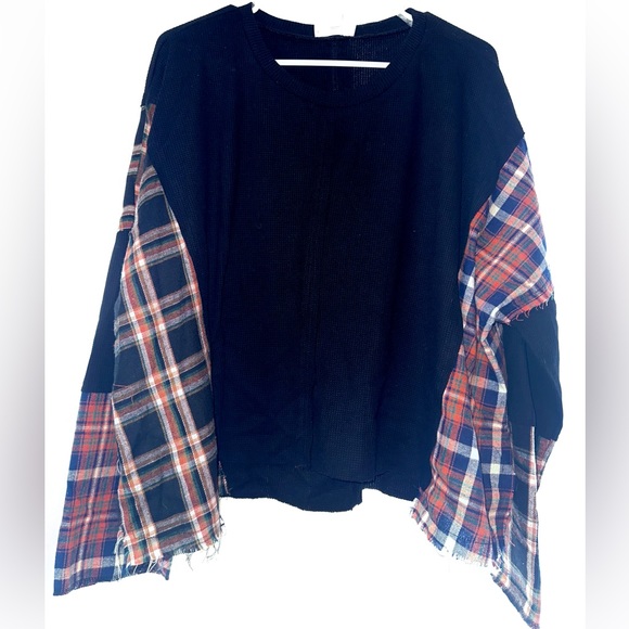 NWOT ENTRO PATCHWORK FLANNEL TOP - Picture 3 of 7